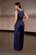 Blue Gold Tilla Hand Embroidered Jumpsuit