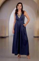 Blue Gold Tilla Hand Embroidered Jumpsuit