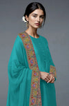 Viridian Green Kashmiri Kashidakari Hand Embroidered Suit