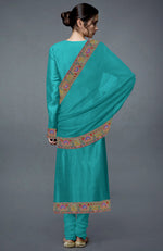 Viridian Green Kashmiri Kashidakari Hand Embroidered Suit