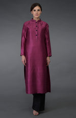 Peacock Pink- Black Raw Silk/ Silk/ Crepe/ Georgette Suit