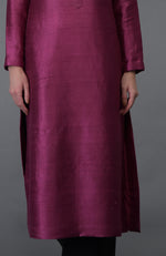 Peacock Pink- Black Raw Silk/ Silk/ Crepe/ Georgette Suit