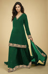 Emerald Green- Gold Kashmiri Tilla Embroidered Sharara Set