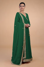 Iktara  Emerald Green Gota Patti Embroidered Angrakha Anarkali Set