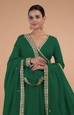 Iktara  Emerald Green Gota Patti Embroidered Angrakha Anarkali Set