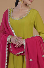 Iktara Citrus - Queen Pink Gota Patti Embroidered Anarkali Set