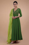 Iktara Green Zardozi Embroidered Anarkali Set