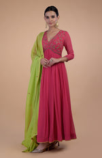 Iktara Green Zardozi Embroidered Anarkali Set