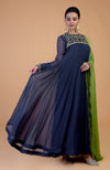 Iktara Midnight Blue - Green Resham & Zardozi Embroidered Anarkali Set