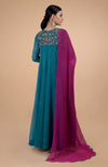 Iktara  Teal-Pink Zardozi Embroidered Anarkali Set