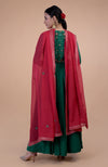 Iktara  Emerald Green - Red Resham & Zardozi Embroidered Anarkali Set