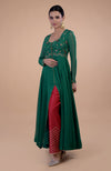 Iktara Emerald Green - Red Resham & Zardozi Embroidered Anarkali Set