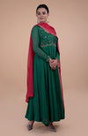 Iktara Emerald Green - Red Resham & Zardozi Embroidered Anarkali Set