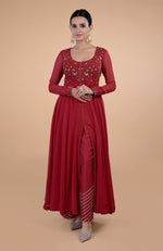 Iktara Blood Red - Purple Anarkali Set