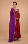 Iktara Blood Red - Purple Anarkali Set