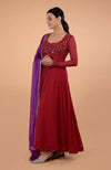 Iktara Blood Red - Purple Anarkali Set