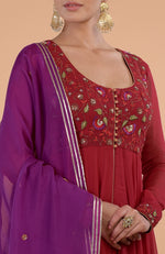 Iktara Blood Red - Purple Anarkali Set