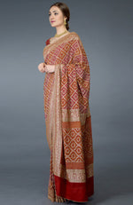 Pre-Order Red Bandhej & Banarasi Zari Zardozi Hand Embroidered Saree