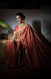 Pre-Order Red Bandhej & Banarasi Zari Zardozi Hand Embroidered Saree