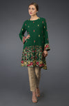 Bottle Green Parsi Embroidered Tunic Suit