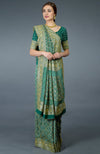 Pre-Order Green Bandhej & Banarasi Zari Zardozi Hand Embroidered Saree