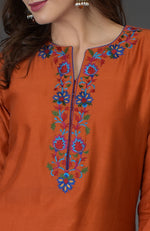 Burnt Orange Kashmir Bagh Inspired Farshi Palazzo Suit