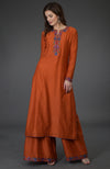 Burnt Orange Kashmir Bagh Inspired Farshi Palazzo Suit