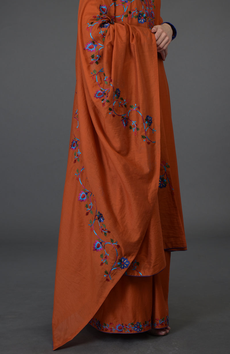 Burnt Orange Kashmir Bagh Inspired Farshi Palazzo Suit