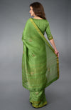 Pepper Stem Zardozi Hand Embroidered Linen Saree