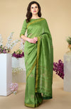 Pepper Stem Zardozi Hand Embroidered Linen Saree