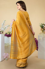 Citrus Zardozi Hand Embroidered Linen Saree