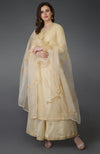 Cream Marori and Sequin Work Farshi Palazzo Suit