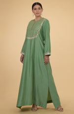 Green- Rose Gold Hand Embroidered Kaftan