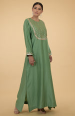 Green- Rose Gold Hand Embroidered Kaftan