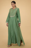 Green- Rose Gold Hand Embroidered Kaftan