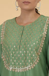 Green- Rose Gold Hand Embroidered Kaftan