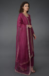 Burgundy Zardozi Gota Patti & Crystal Work Farshi Suit