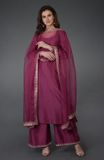 Burgundy Zardozi Gota Patti & Crystal Work Farshi Suit