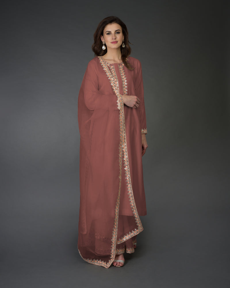 Ivory Resham Gota Patti and Pearl Beads Farshi Palazzo Suit