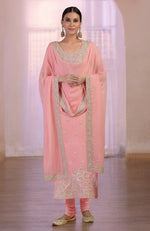 Peony Pink Marori Gota Patti & Zardozi Hand Embroidered Kurta  Set