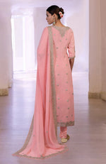 Peony Pink Marori Gota Patti & Zardozi Hand Embroidered Kurta  Set