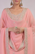 Peony Pink Marori Gota Patti & Zardozi Hand Embroidered Kurta  Set