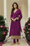 Festival Fuchsia Gold Kashmiri Tilla Aari Embroidered Kurta Set