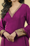 Festival Fuchsia Gold Kashmiri Tilla Aari Embroidered Kurta Set