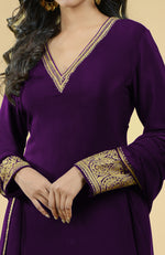 Plum Gold Kashmiri Tilla Aari Embroidered Kurta Set