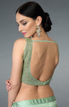 Mint Green Beads Hand Embroidered Saree & Blouse