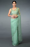 Mint Green Beads Hand Embroidered Saree & Blouse