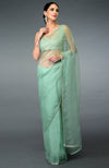 Mint Green Beads Hand Embroidered Saree & Blouse