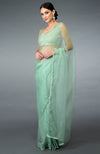 Mint Green Beads Hand Embroidered Saree & Blouse