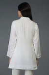 Off White Crystal and Pearl Beads Embroidered Tunic Top